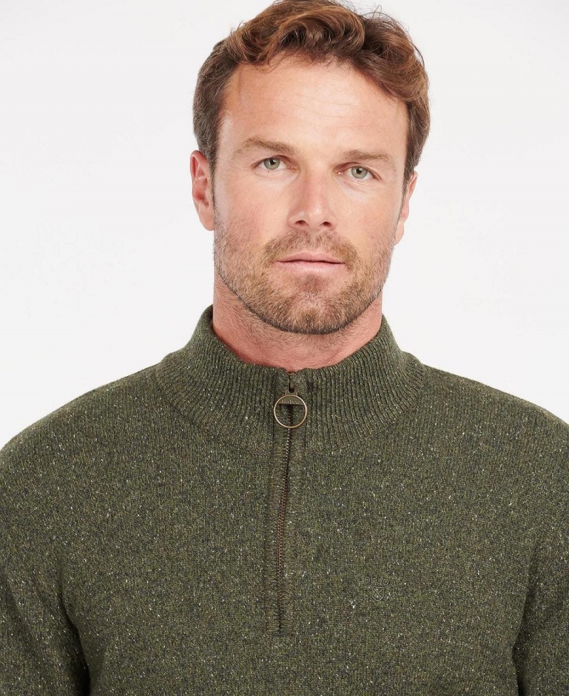 knitwear Barbour Essential Tisbury Half Zip Sweatshirt Homme Vert | France_BAR91191