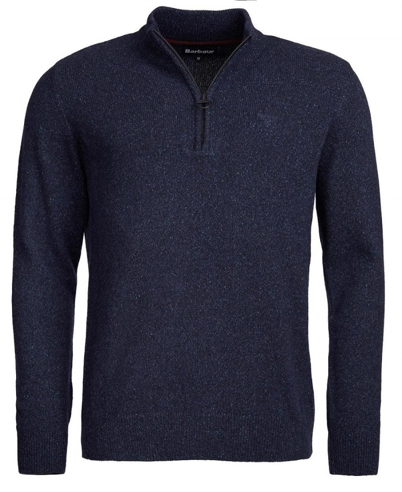 knitwear Barbour Essential Tisbury Half Zip Sweatshirt Homme Bleu Marine | France_BAR98303