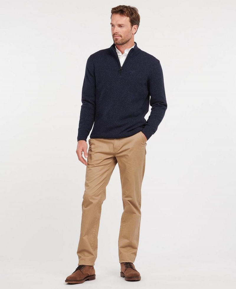 knitwear Barbour Essential Tisbury Half Zip Sweatshirt Homme Bleu Marine | France_BAR98303