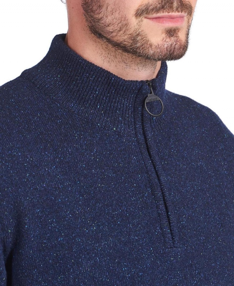 knitwear Barbour Essential Tisbury Half Zip Sweatshirt Homme Bleu Marine | France_BAR98303