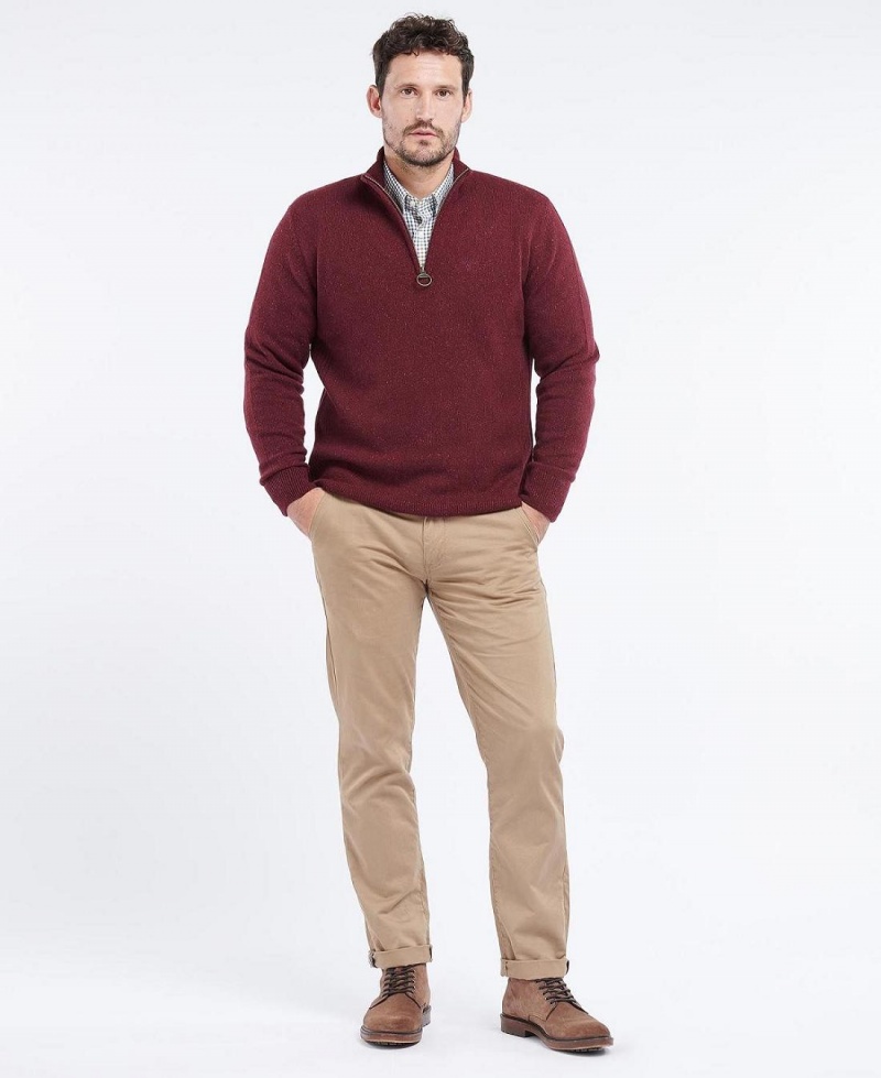 knitwear Barbour Essential Tisbury Half Zip Sweatshirt Homme Rouge | France_BAR57765