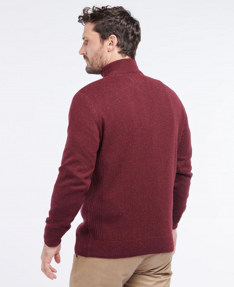 knitwear Barbour Essential Tisbury Half Zip Sweatshirt Homme Rouge | France_BAR57765