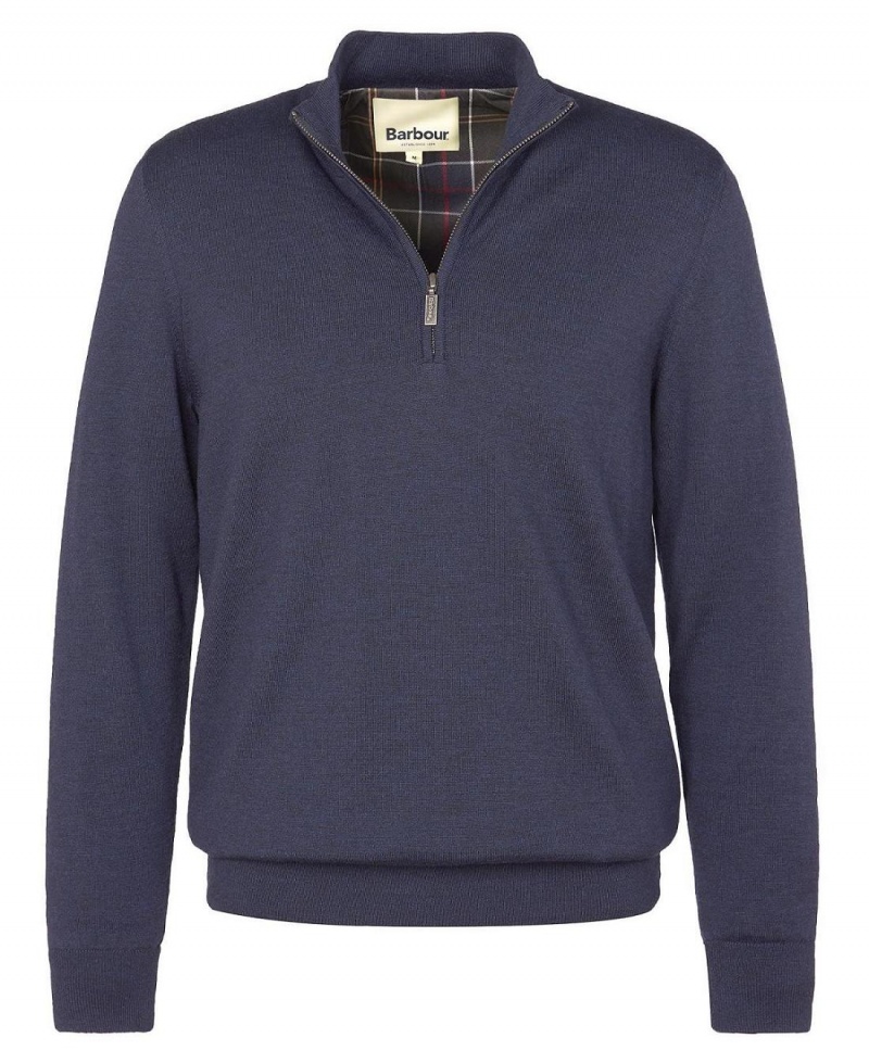 knitwear Barbour Gamlin Half Zip Jumper Homme Bleu | France_BAR14622