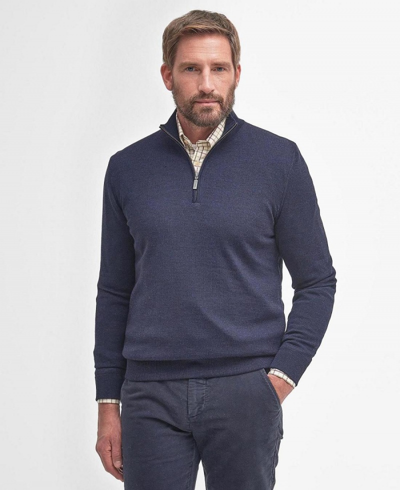 knitwear Barbour Gamlin Half Zip Jumper Homme Bleu | France_BAR14622