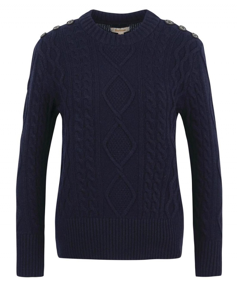 knitwear Barbour Greyling Crew Neck Jumper Femme Bleu Marine | France_BAR11007