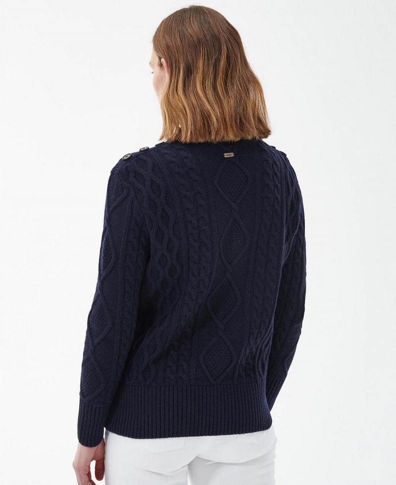 knitwear Barbour Greyling Crew Neck Jumper Femme Bleu Marine | France_BAR11007