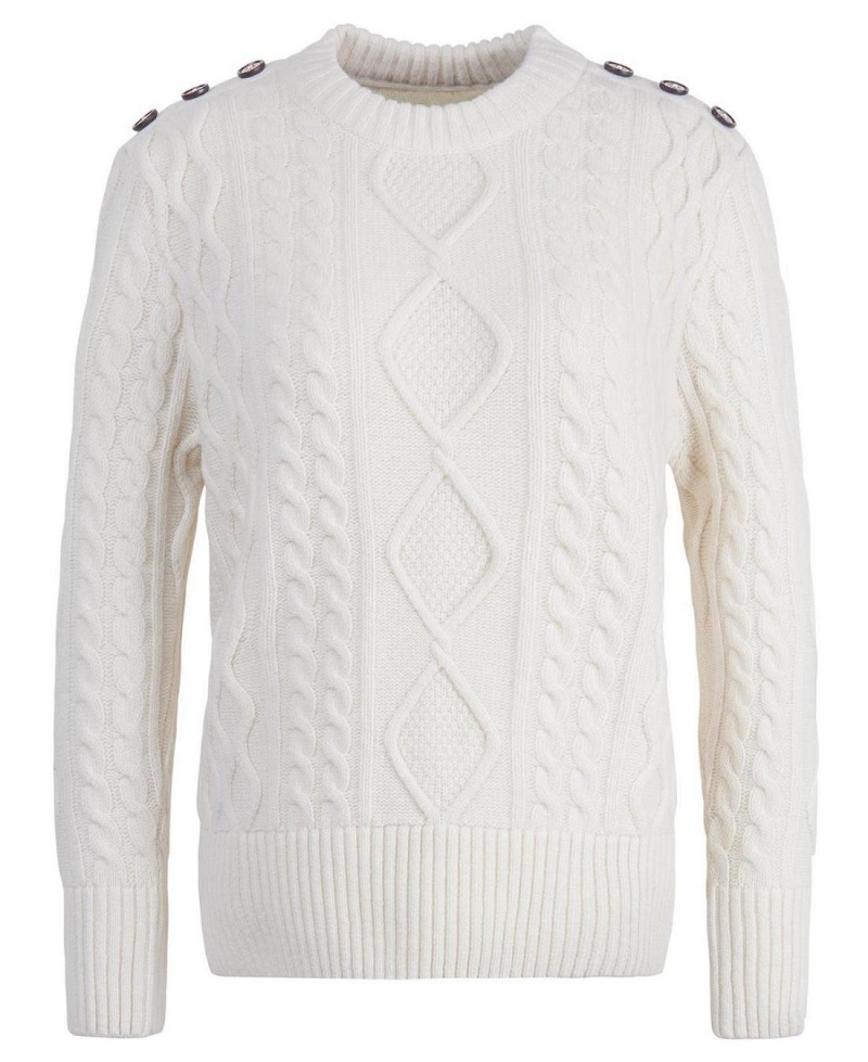 knitwear Barbour Greyling Crew Neck Jumper Femme Blanche | France_BAR90780