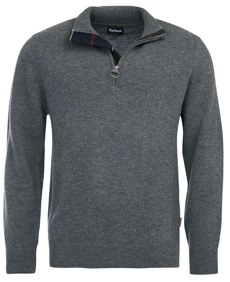 knitwear Barbour Holden Half Zip Jumper Homme Grise | France_BAR48201