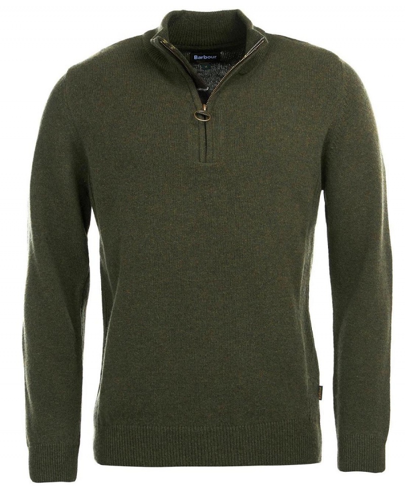 knitwear Barbour Holden Half Zip Jumper Homme Vert | France_BAR35349