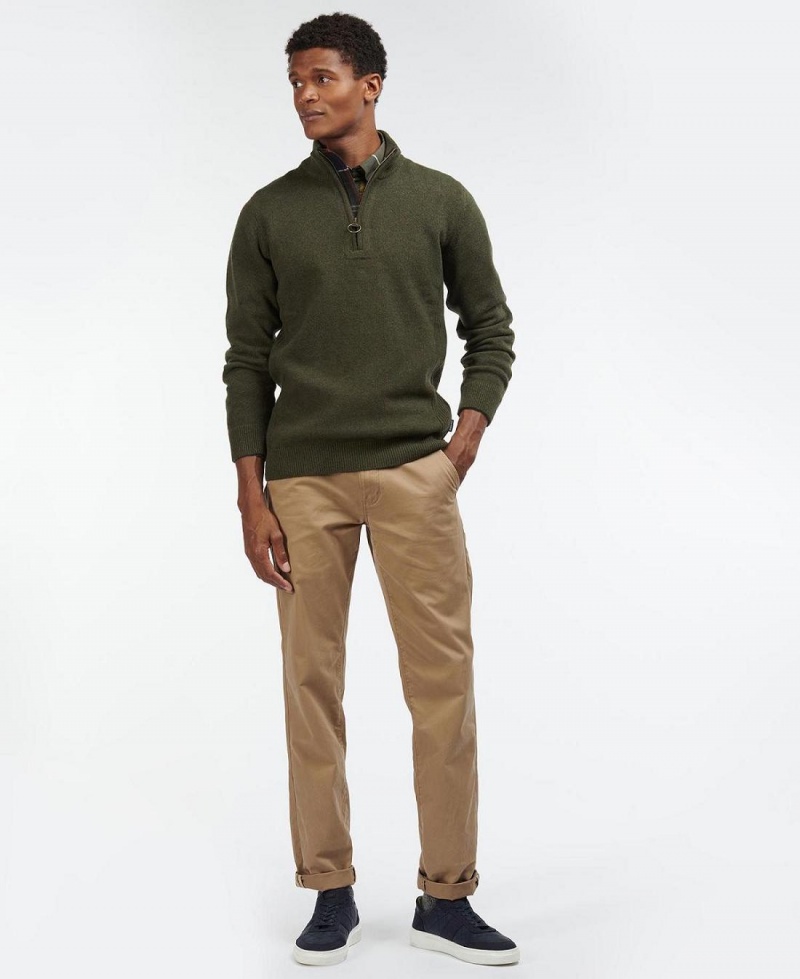 knitwear Barbour Holden Half Zip Jumper Homme Vert | France_BAR35349