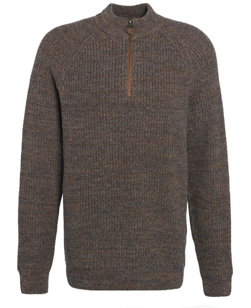 knitwear Barbour Horseford Half-Zip Jumper Homme Marron | France_BAR17143