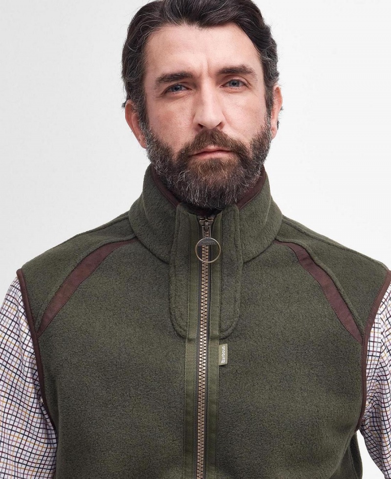 knitwear Barbour Langdale Fleece Gilet Homme Vert | France_BAR17666