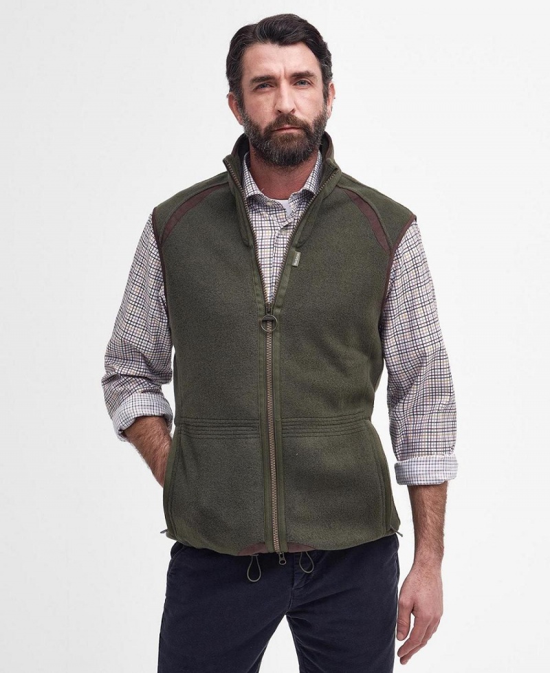 knitwear Barbour Langdale Fleece Gilet Homme Vert | France_BAR17666