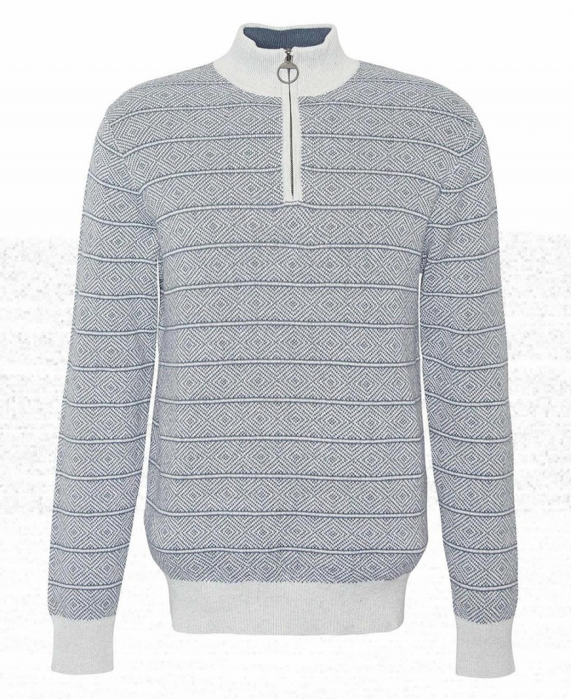 knitwear Barbour Mitford Half-Zip Jumper Homme Blanche | France_BAR24332