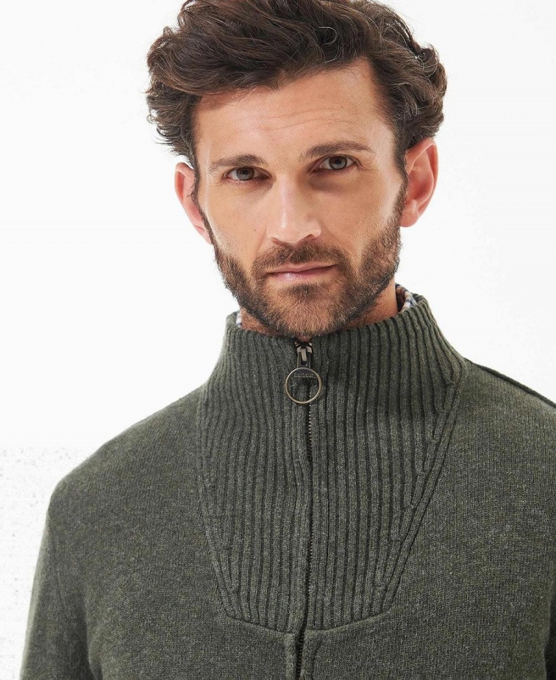 knitwear Barbour Nelson Essential Full-Zip Jumper Homme Vert | France_BAR41389