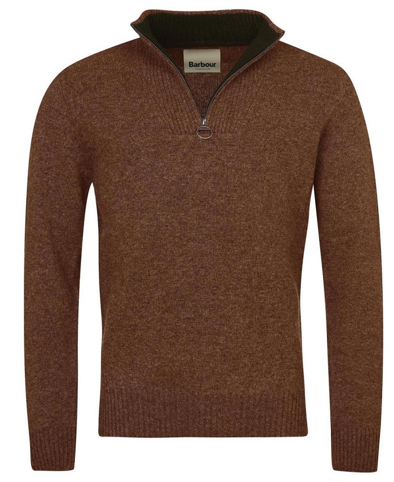 knitwear Barbour Nelson Essential Half Zip Sweatshirt Homme Beige | France_BAR70892