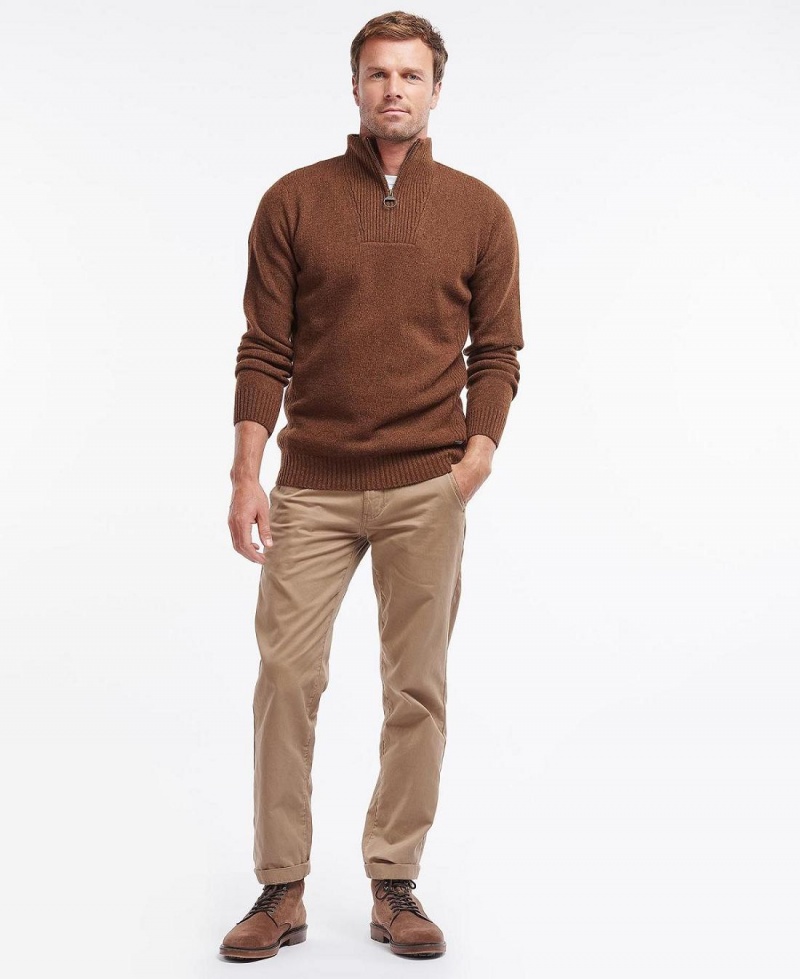 knitwear Barbour Nelson Essential Half Zip Sweatshirt Homme Beige | France_BAR70892