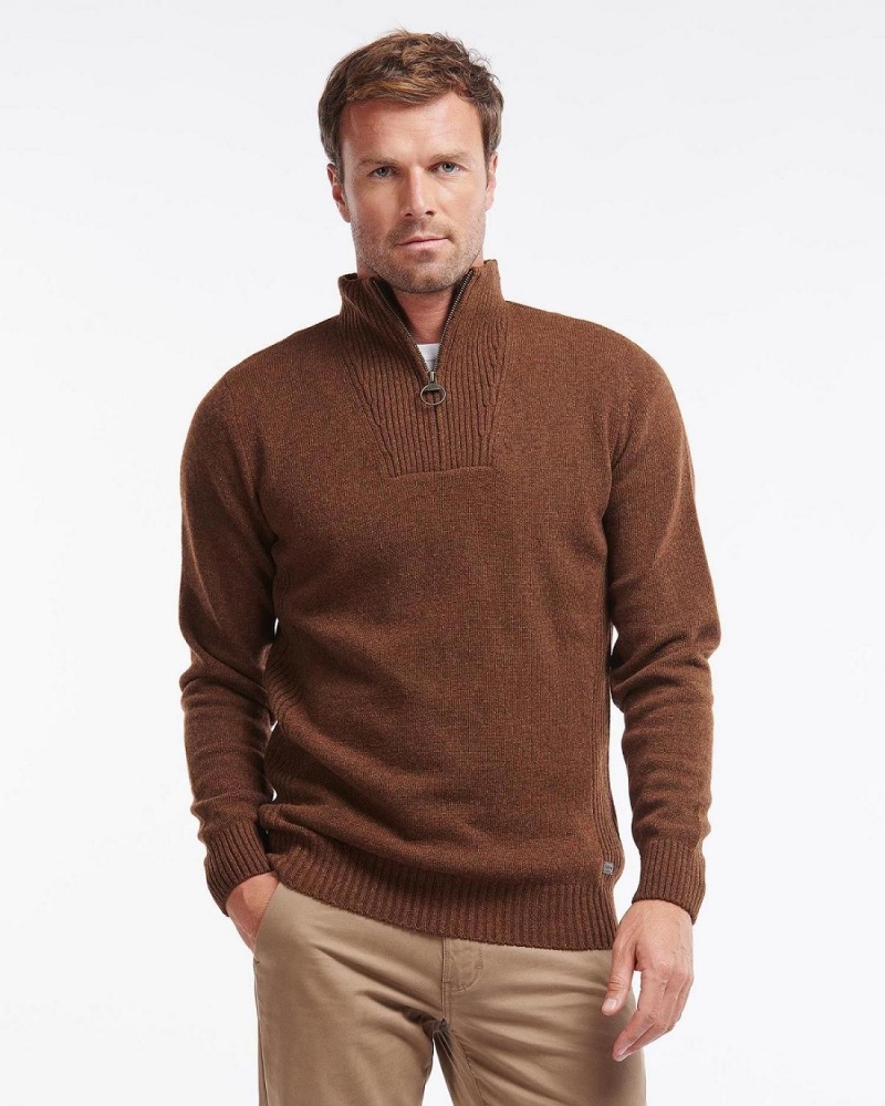 knitwear Barbour Nelson Essential Half Zip Sweatshirt Homme Beige | France_BAR70892