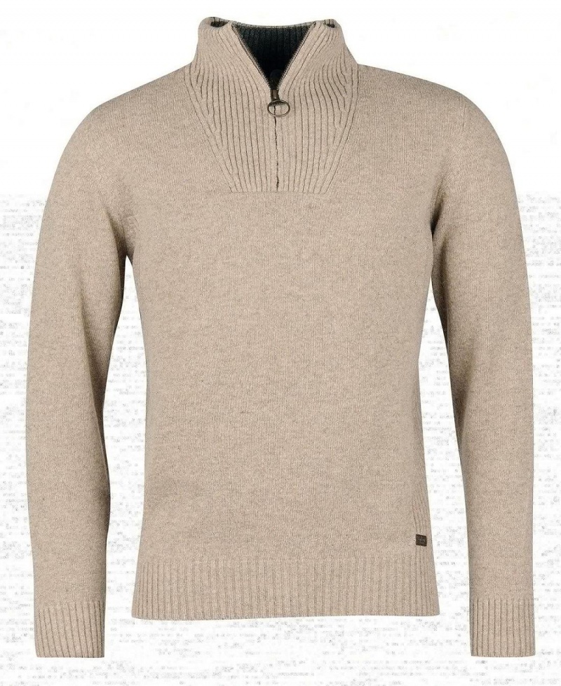 knitwear Barbour Nelson Essential Half Zip Sweatshirt Homme Blanche | France_BAR93328