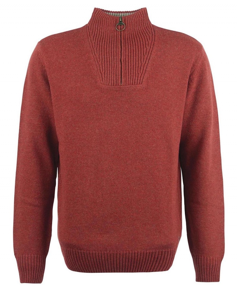 knitwear Barbour Nelson Essential Half Zip Sweatshirt Homme Rouge | France_BAR18602