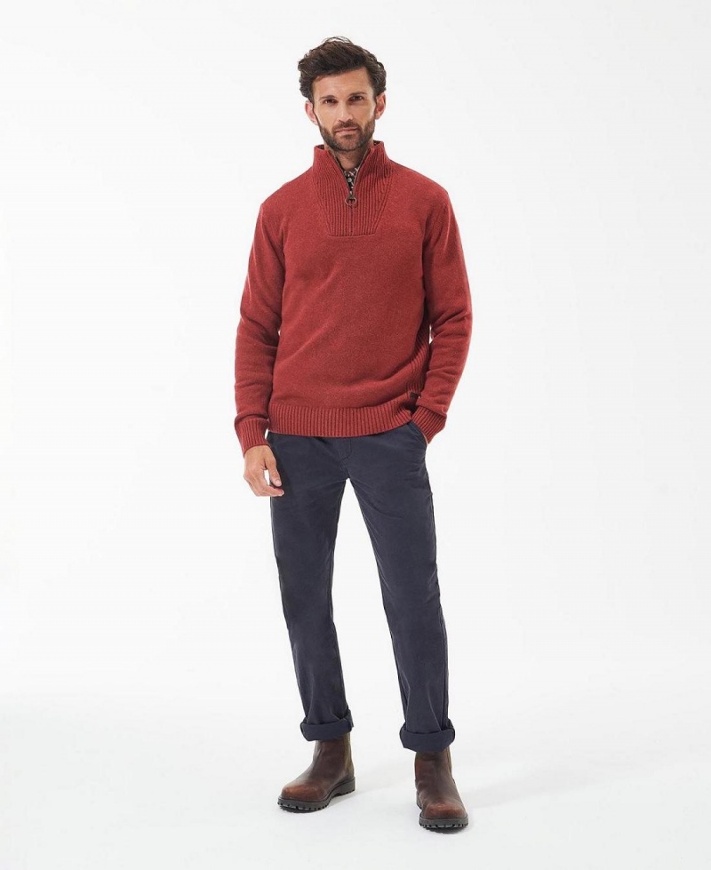 knitwear Barbour Nelson Essential Half Zip Sweatshirt Homme Rouge | France_BAR18602