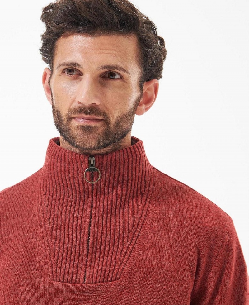 knitwear Barbour Nelson Essential Half Zip Sweatshirt Homme Rouge | France_BAR18602