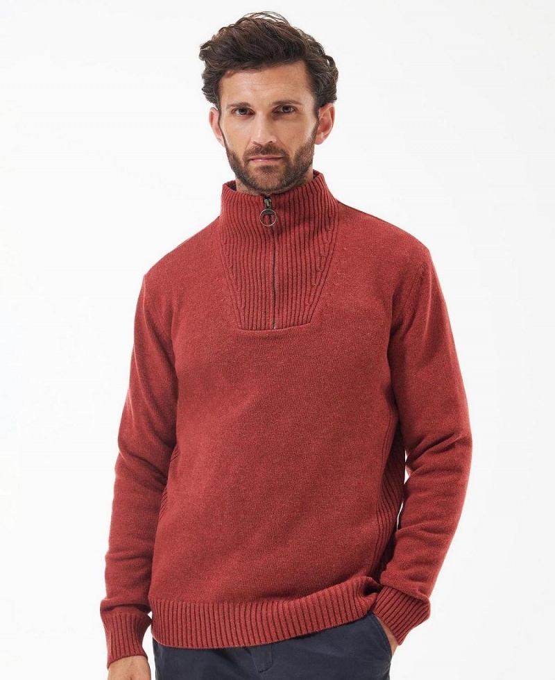 knitwear Barbour Nelson Essential Half Zip Sweatshirt Homme Rouge | France_BAR18602