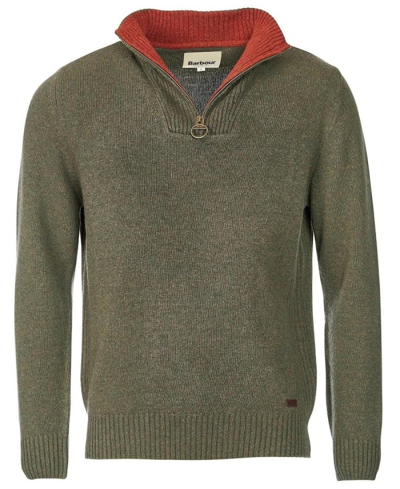 knitwear Barbour Nelson Essential Half Zip Sweatshirt Homme Vert | France_BAR92636