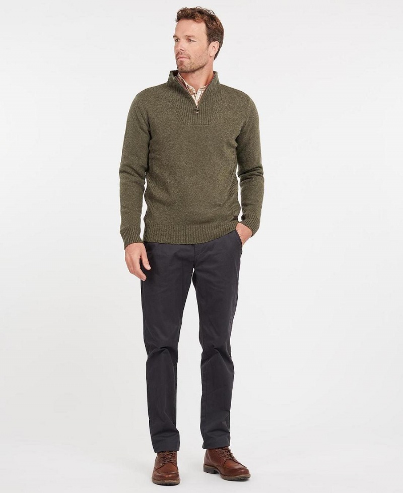 knitwear Barbour Nelson Essential Half Zip Sweatshirt Homme Vert | France_BAR92636