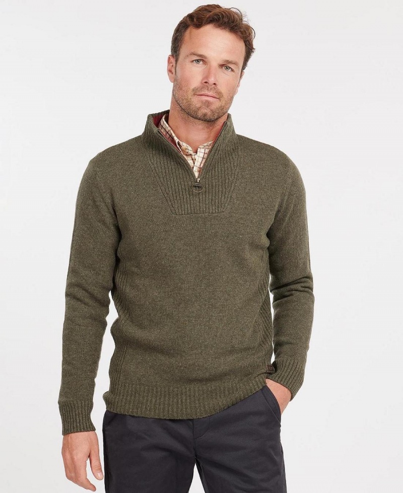 knitwear Barbour Nelson Essential Half Zip Sweatshirt Homme Vert | France_BAR92636