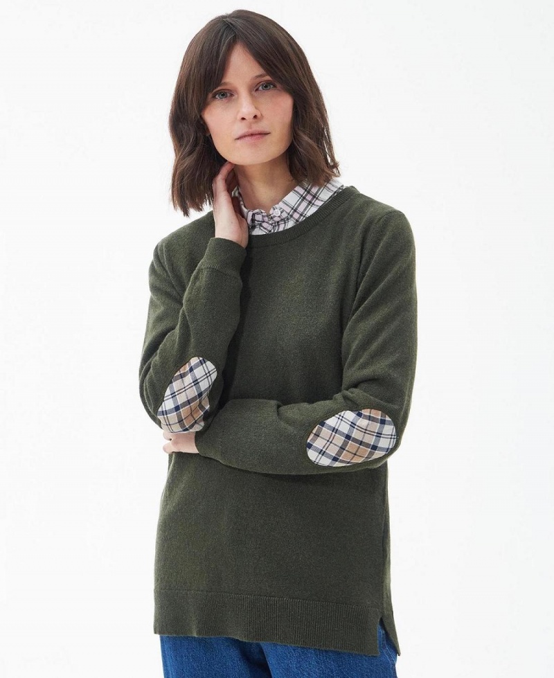 knitwear Barbour Pendle Crew Knit Sweatshirt Femme Vert | France_BAR64205