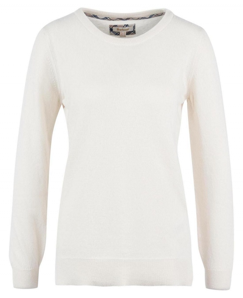 knitwear Barbour Pendle Crew Knit Sweatshirt Femme Blanche | France_BAR87306