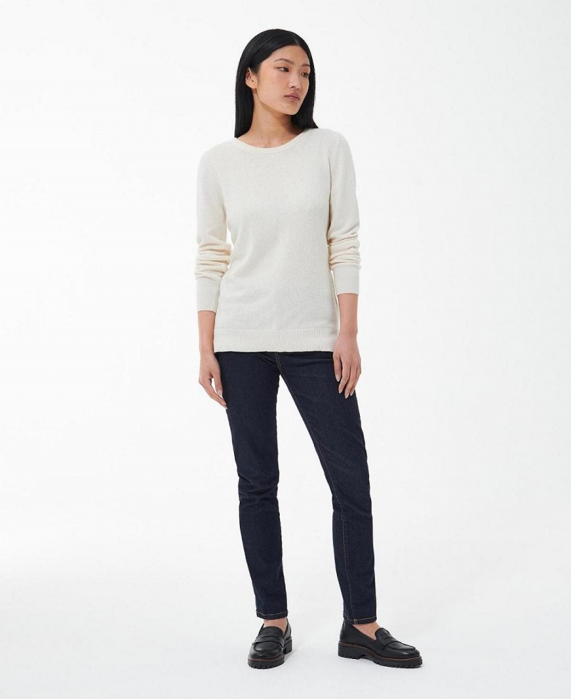 knitwear Barbour Pendle Crew Knit Sweatshirt Femme Blanche | France_BAR87306