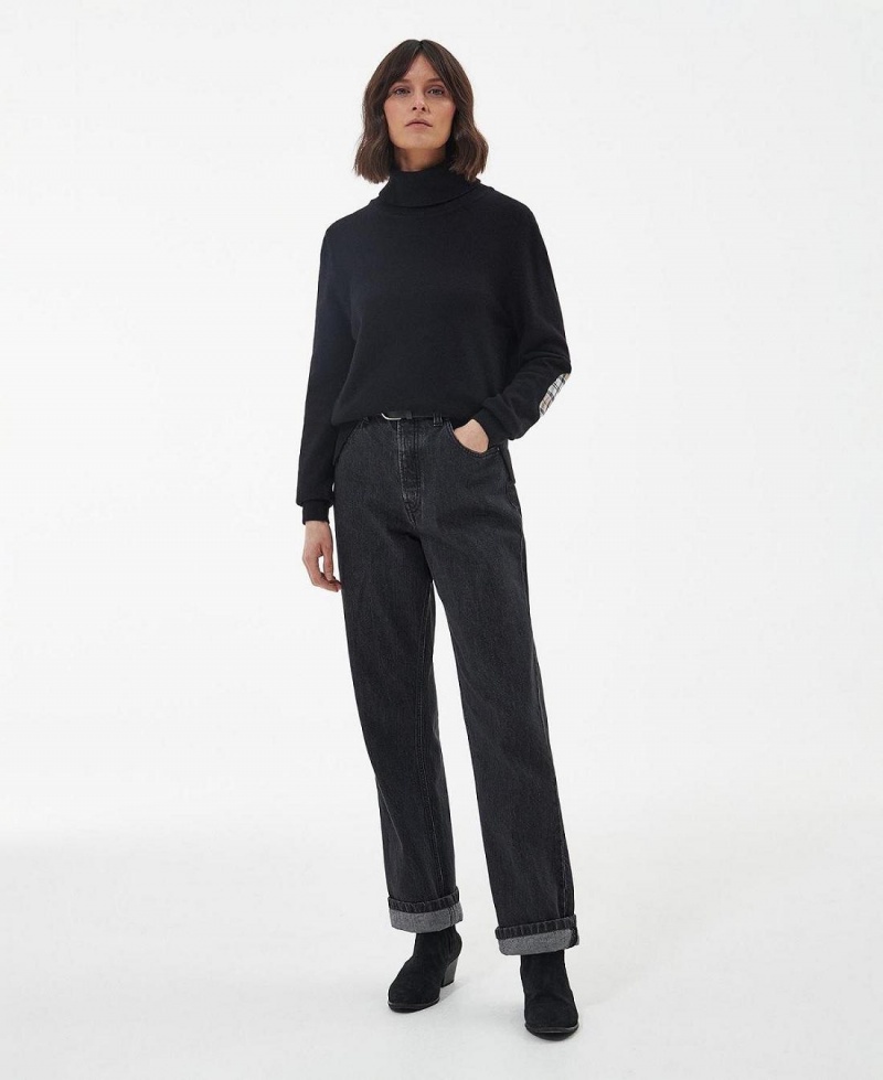 knitwear Barbour Pendle Roll-Neck Sweatshirt Femme Noir | France_BAR41880