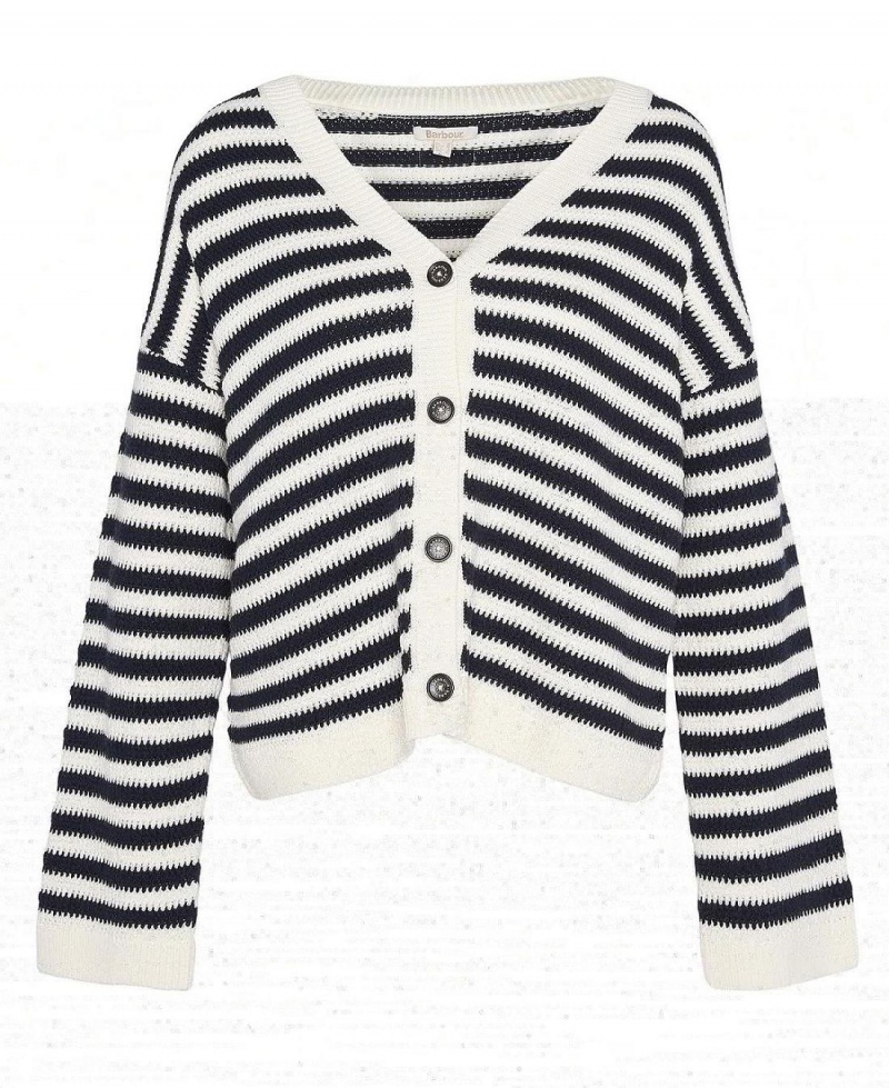 knitwear Barbour Sandgate Rayé Cardigan Femme Noir Stripes | France_BAR59844