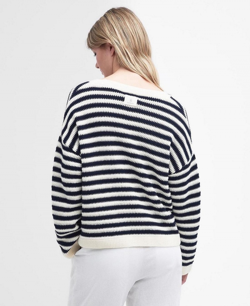 knitwear Barbour Sandgate Rayé Cardigan Femme Noir Stripes | France_BAR59844