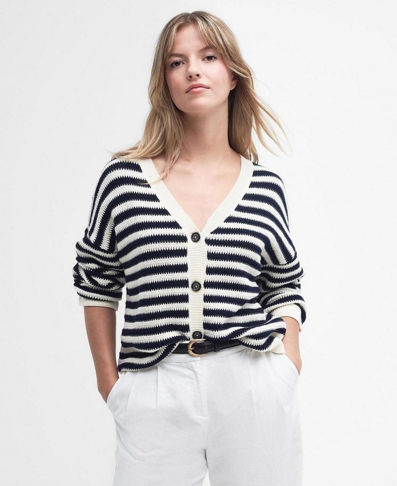 knitwear Barbour Sandgate Rayé Cardigan Femme Noir Stripes | France_BAR59844