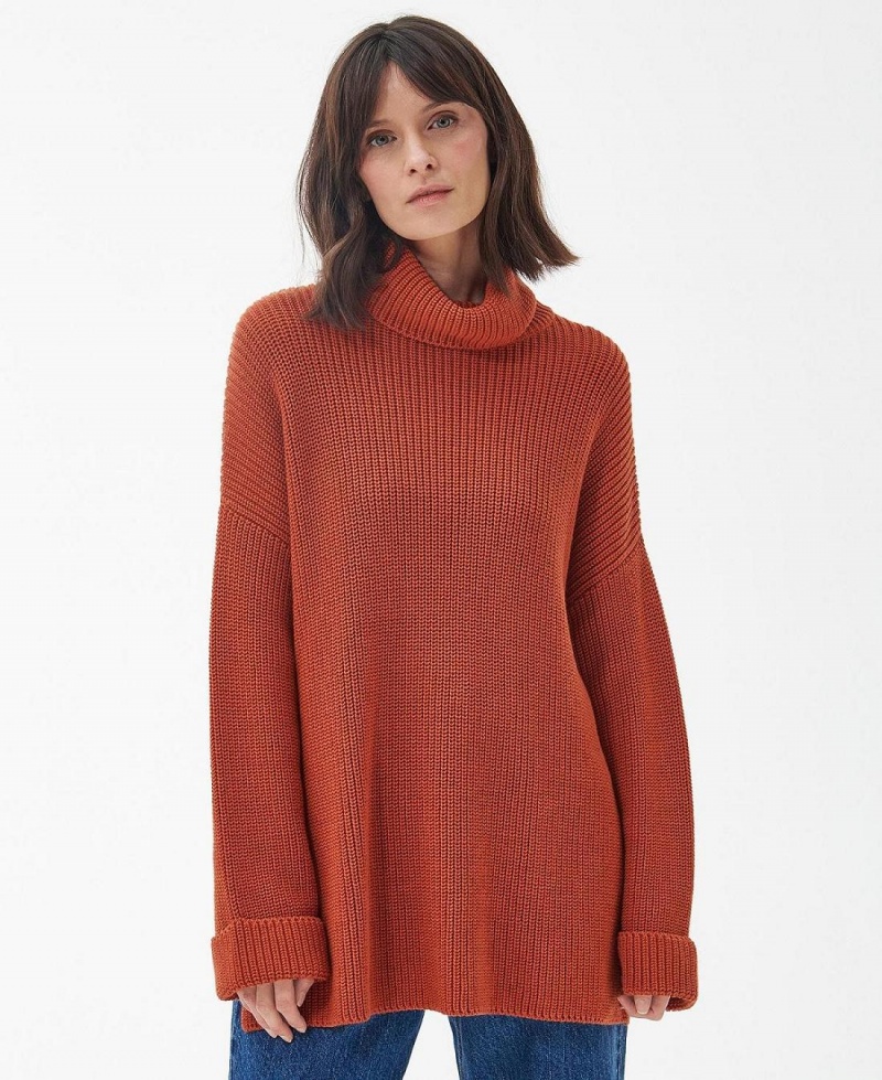 knitwear Barbour Stitch Cape Femme Orange | France_BAR31683