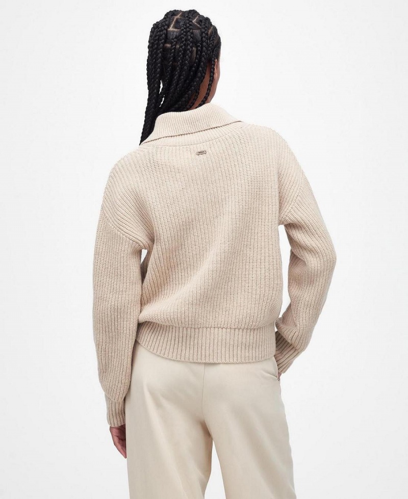 knitwear Barbour Yarrow Jumper Femme Beige | France_BAR21820