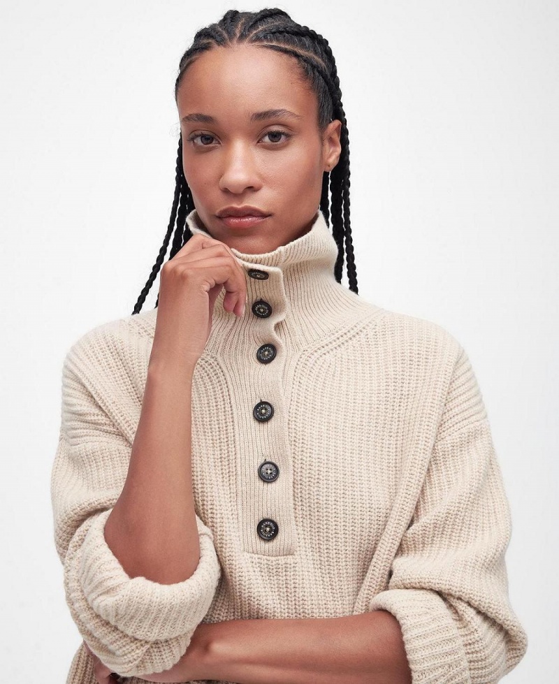 knitwear Barbour Yarrow Jumper Femme Beige | France_BAR21820